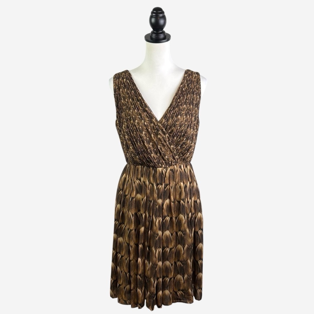 NWT Talbots Sleeveless V-Neck Dress Knee Length Size 8P Brown - Picture 1 of 11